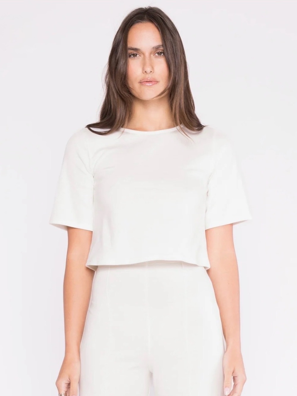 Ripley Rader off-white ponte knit extended short sleeve top Size 2 Small - Picture 1 of 10